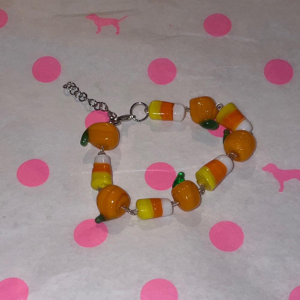 Glass Pumpkin Beaded Bracelet